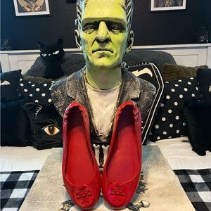 Tory Burch Red Slip on Shoes with non-slip rubber sole, Logo on top, size 8